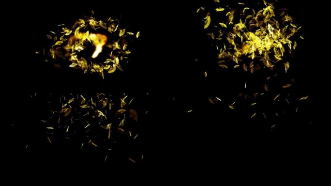 金色日本折扇粒子动画
