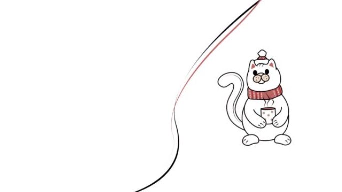 白色背景上的卡通猫4k视频。