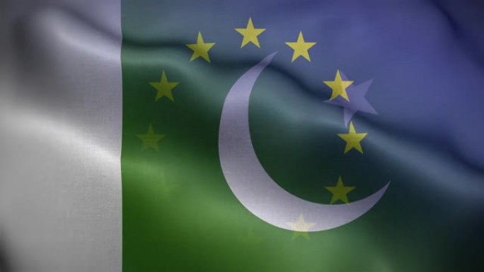 欧盟巴基斯坦国旗循环背景4K