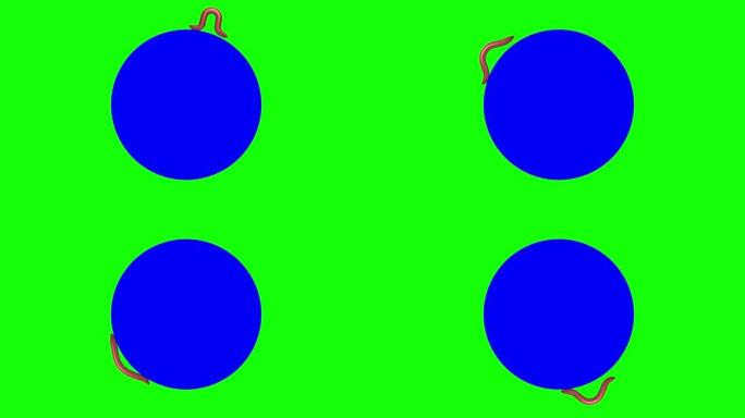 蓝色圆圈上的蠕虫，循环3D动画