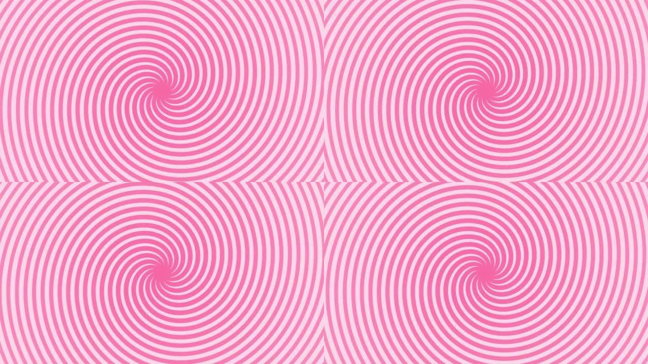 粉红色漩涡围绕粉红色背景的中心旋转。