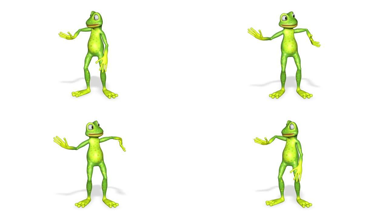 青蛙跳舞快乐循环白色背景