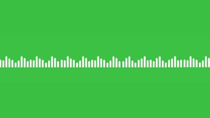 绿屏背景上的白色音频频谱波形