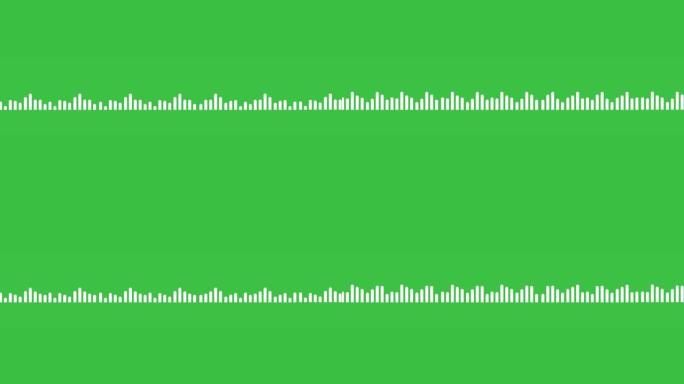 绿屏背景上的白色音频频谱波形