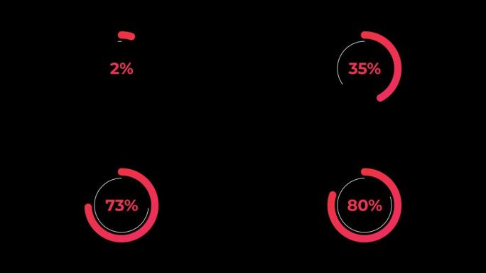 圈百分比加载转移下载动画0-80% 在红色科学效果。