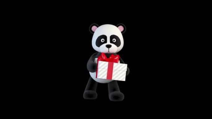 熊猫熊带着礼物跳舞