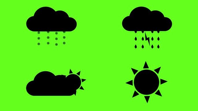 天气图标视频动画，绿色背景