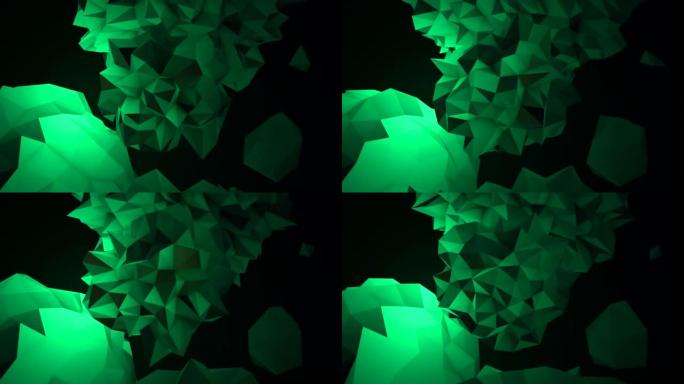 黑暗空间中的绿色未来派液体球