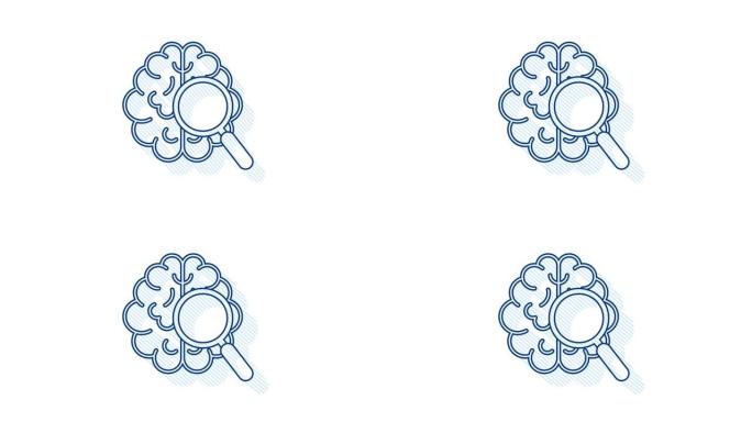 概念设计用大脑检查的阴影图标。精神卫生概念。运动图形