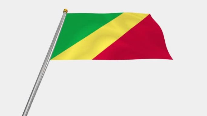 刚果共和国国旗在风中飘扬的循环视频，4k的慢动作视频，带Alpha通道