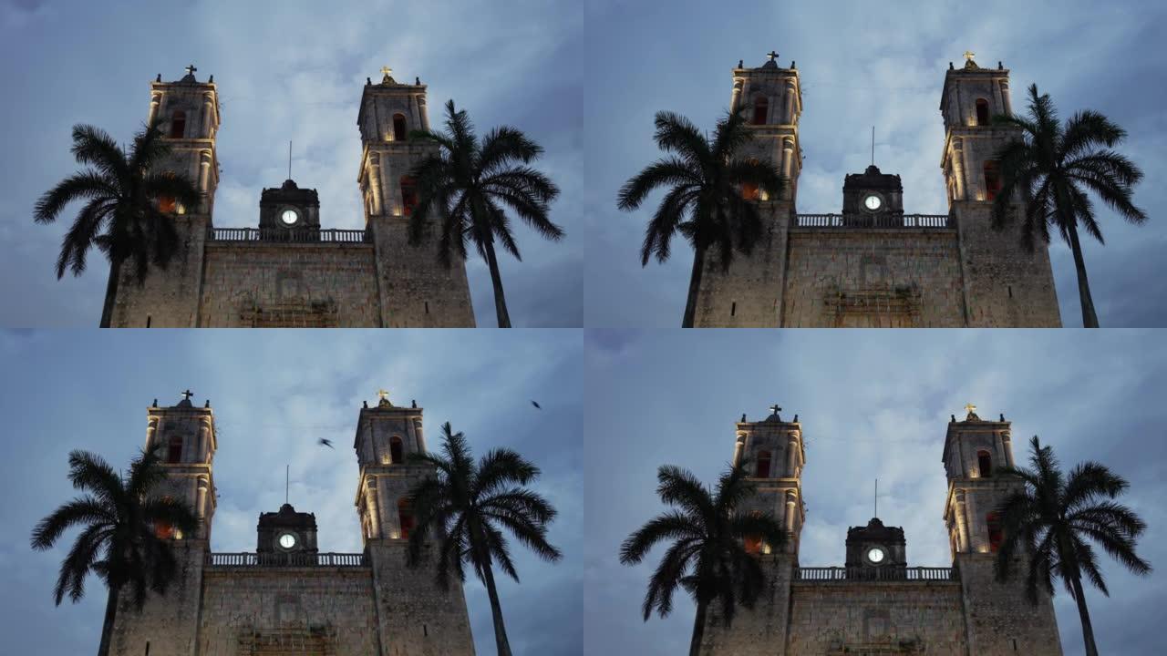 墨西哥巴利亚多利德镇教堂的风景