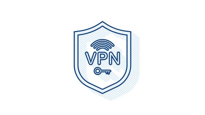 霓虹灯安全VPN连接概念与手。hnad持有vpn符号。虚拟专用网连接概述。运动图形