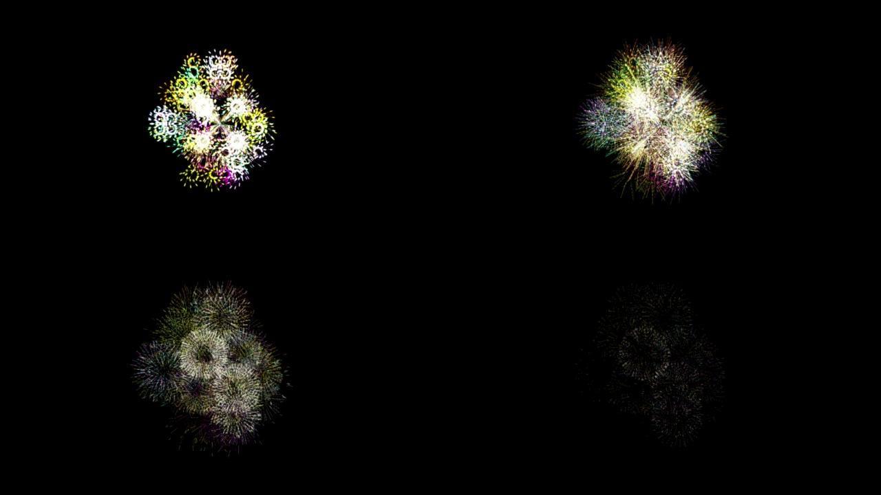 点动画线条的3d图形，粒子线条的彩色爆炸致敬，抽象技术，FUI元素。抽象分子的几何背景。3d渲染
