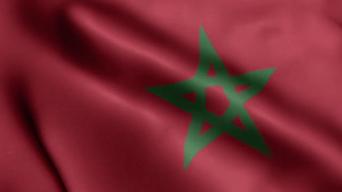 摩洛哥国旗-摩洛哥国旗高细节-国旗摩洛哥波浪图案可循环元素-高分辨率和高细节织物纹理和无尽循环股票视