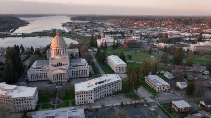 华盛顿州奥林匹亚州首府圆顶空中滑梯左侧4K超高清