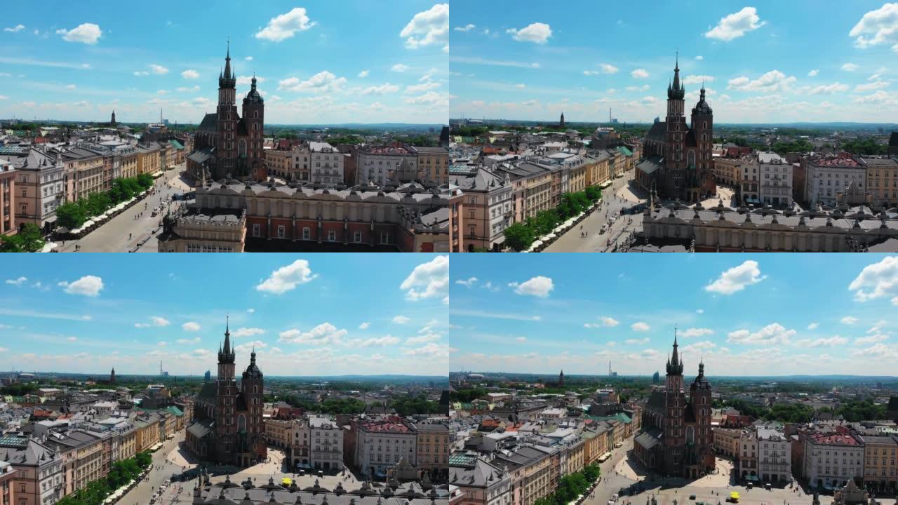 波兰克拉科夫的集市广场和大教堂