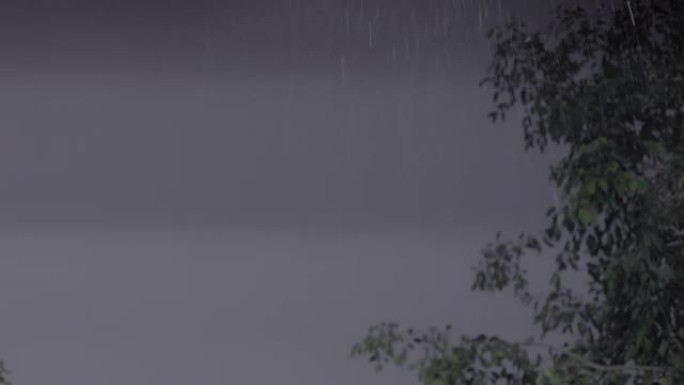 雨滴在夜间落下并闪电。