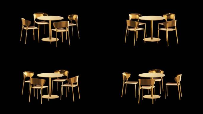 桌椅组合黄金版效果展示通道素材
