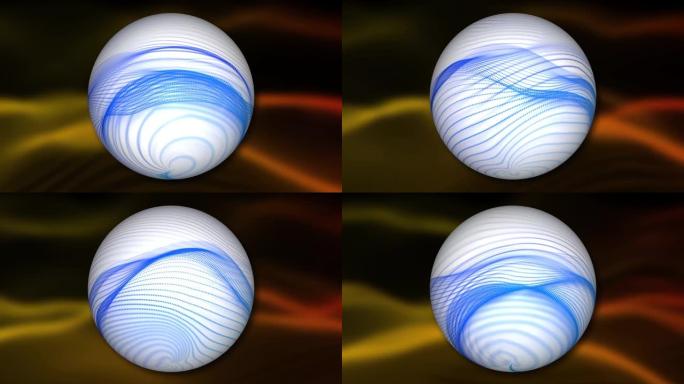 在渐变背景上旋转抽象球体。旋转球体动画。