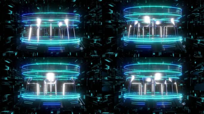 桌椅组合元宇宙全息科技光圈展示素材