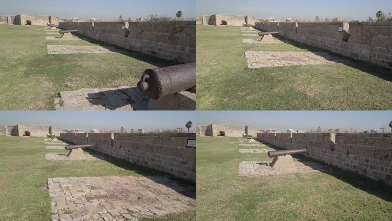 以色列阿克的古代大炮和城墙