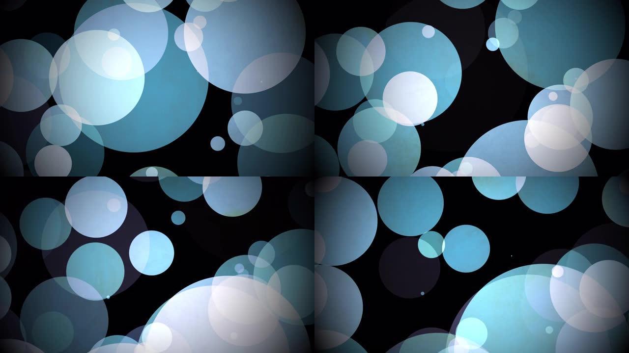 抽象无缝循环浅蓝色散景灯。圣诞灯纹理背景。运动图形。节日背景。4k漂浮粒子蓝色在深蓝色无限循环镜头。
