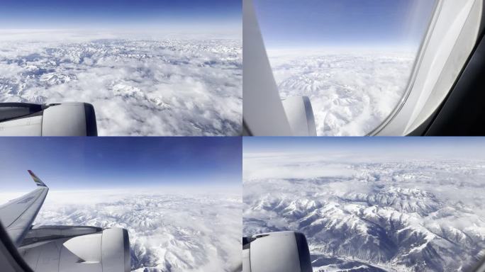 飞机前景雪山俯瞰南迦巴瓦雪山群