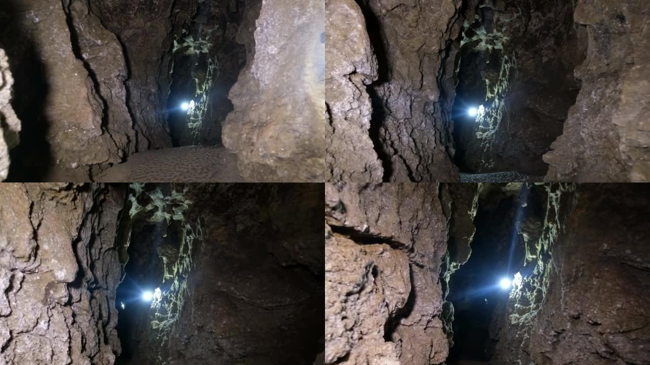 卡帕多西亚的地下城市洞穴。在土耳其的地牢里散步。