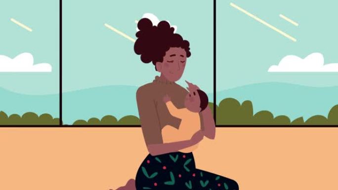 非洲母亲抱着婴儿场景
