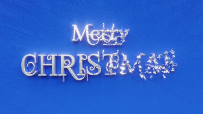 圣诞快乐文字铭文，冬季假日概念，闪光闪耀圣诞装饰动画刻字，3d渲染节日贺卡运动背景