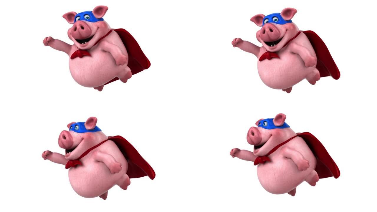有趣的3D卡通超级猪飞行