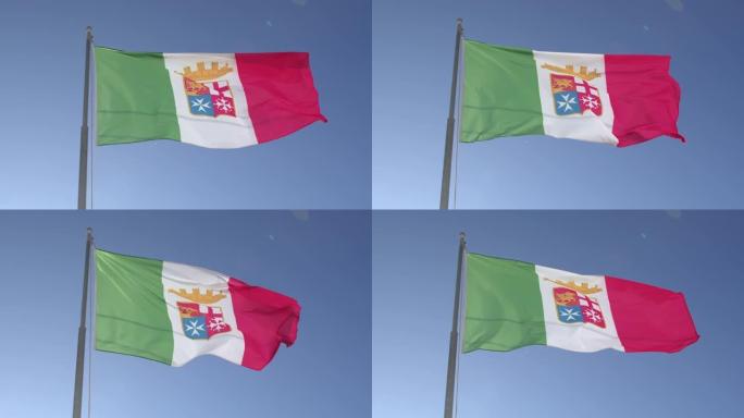 画布上意大利国旗在蓝天下的运动