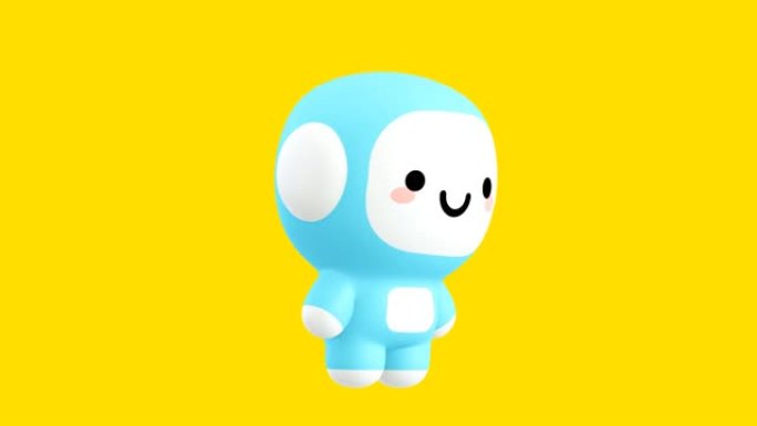 有趣的循环卡通卡哇伊角色。可爱的情感和移动动画。4k视频