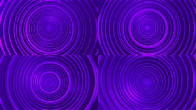 4k发光紫色霓虹灯同心圆隧道背景