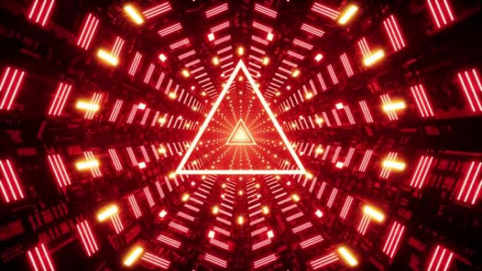 太空隧道中发光的红色三角光