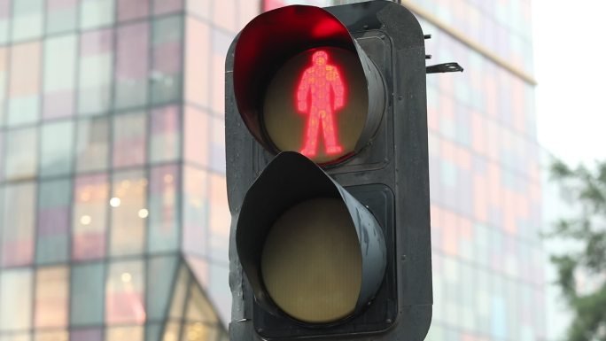 红绿灯实拍红灯变绿灯