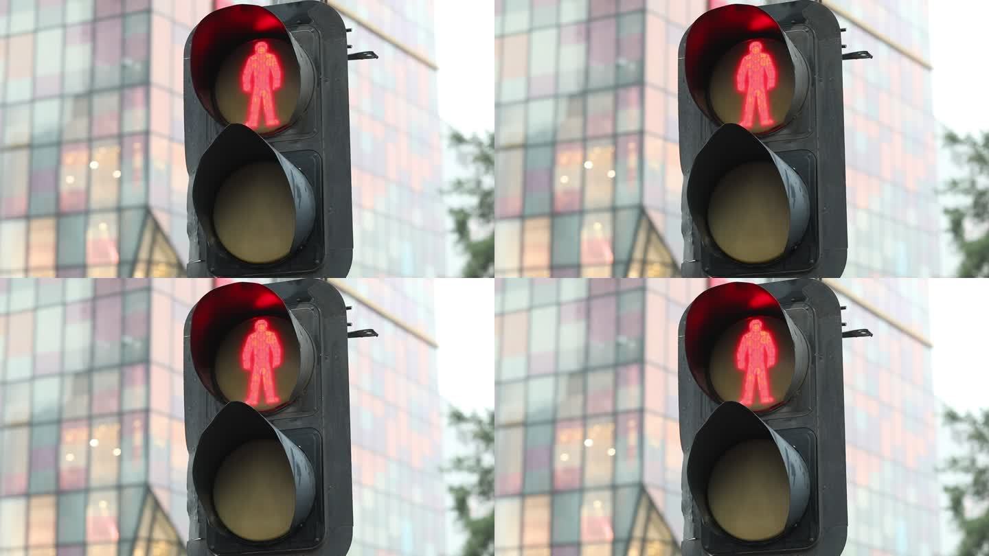 红绿灯实拍红灯变绿灯