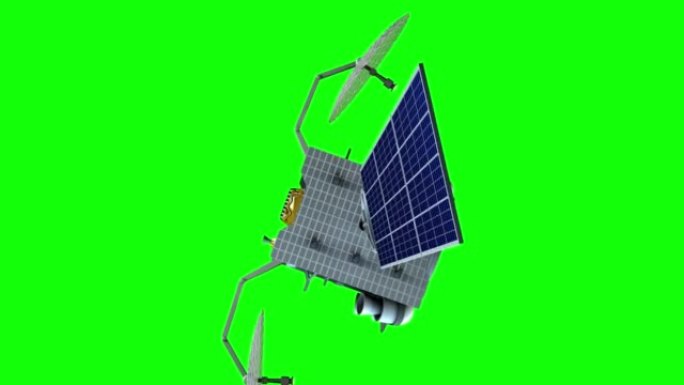 绿屏虚构太空卫星，3d动画