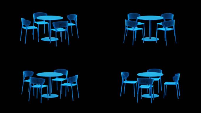 桌椅组合蓝色科技线条通道素材
