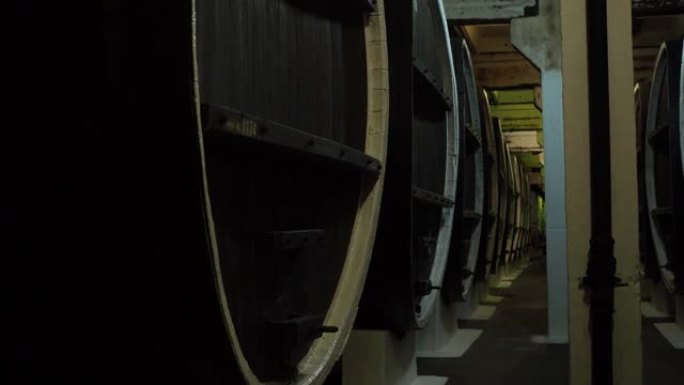 酿酒厂地窖里的大橡木桶葡萄酒。葡萄酒生产