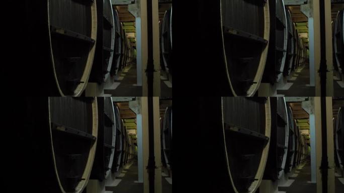 酿酒厂地窖里的大橡木桶葡萄酒。葡萄酒生产
