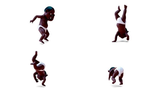 有趣的3D卡通婴儿做嘻哈
