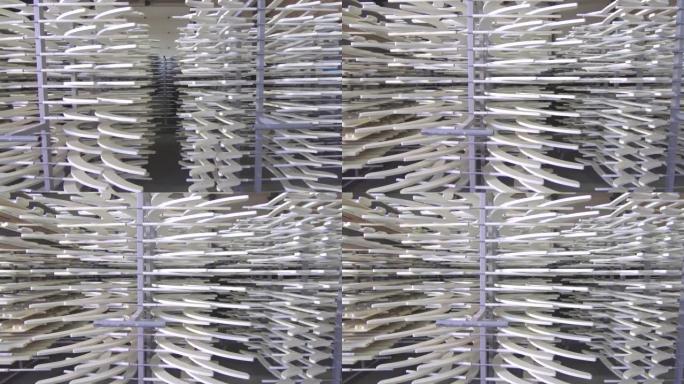 木材家具厂的彩绘木制品dolly shot