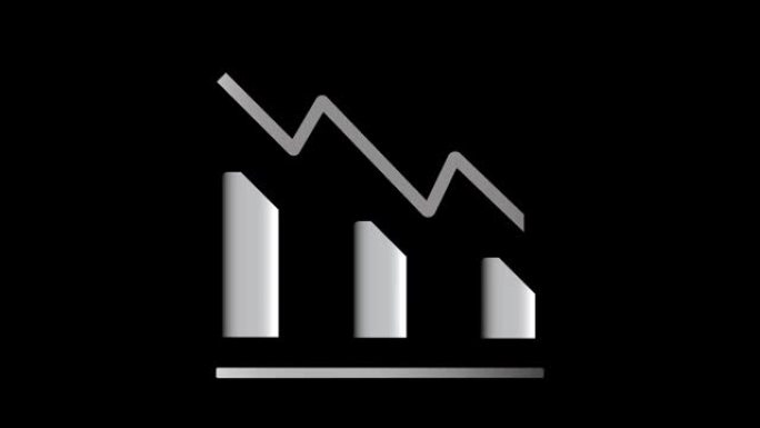 统计曲线下降股市业务图表或利润的动画插图。4K