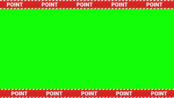 带有滚动红丝带的视频剪贴画，在绿色背景上的屏幕顶部和底部带有单词 “POINT”