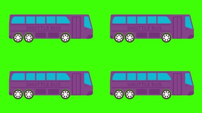 绿色屏幕上公交车图标的动画