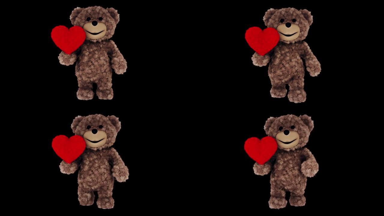泰迪熊显示心脏循环的Alpha通道
