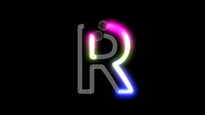 霓虹灯打开字母R的动画