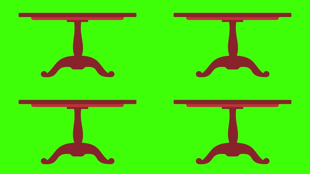 绿色背景上的桌子