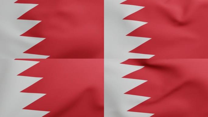 巴林国旗挥舞原始大小和颜色3D渲染，alam al巴林或巴林王国的纺织品国旗象征伊斯兰教的五大支柱
